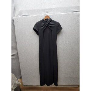 Elegant Black Evening Gown With Mesh Accents & Zipper Back  Nightway Collections